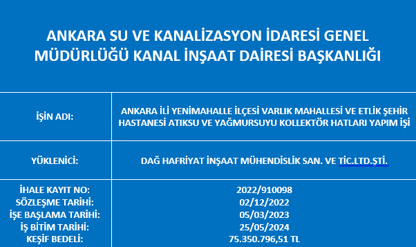 ASKİ Genel Müdürlüğü Kanal İnşaat Dairesi Başkanlığı
